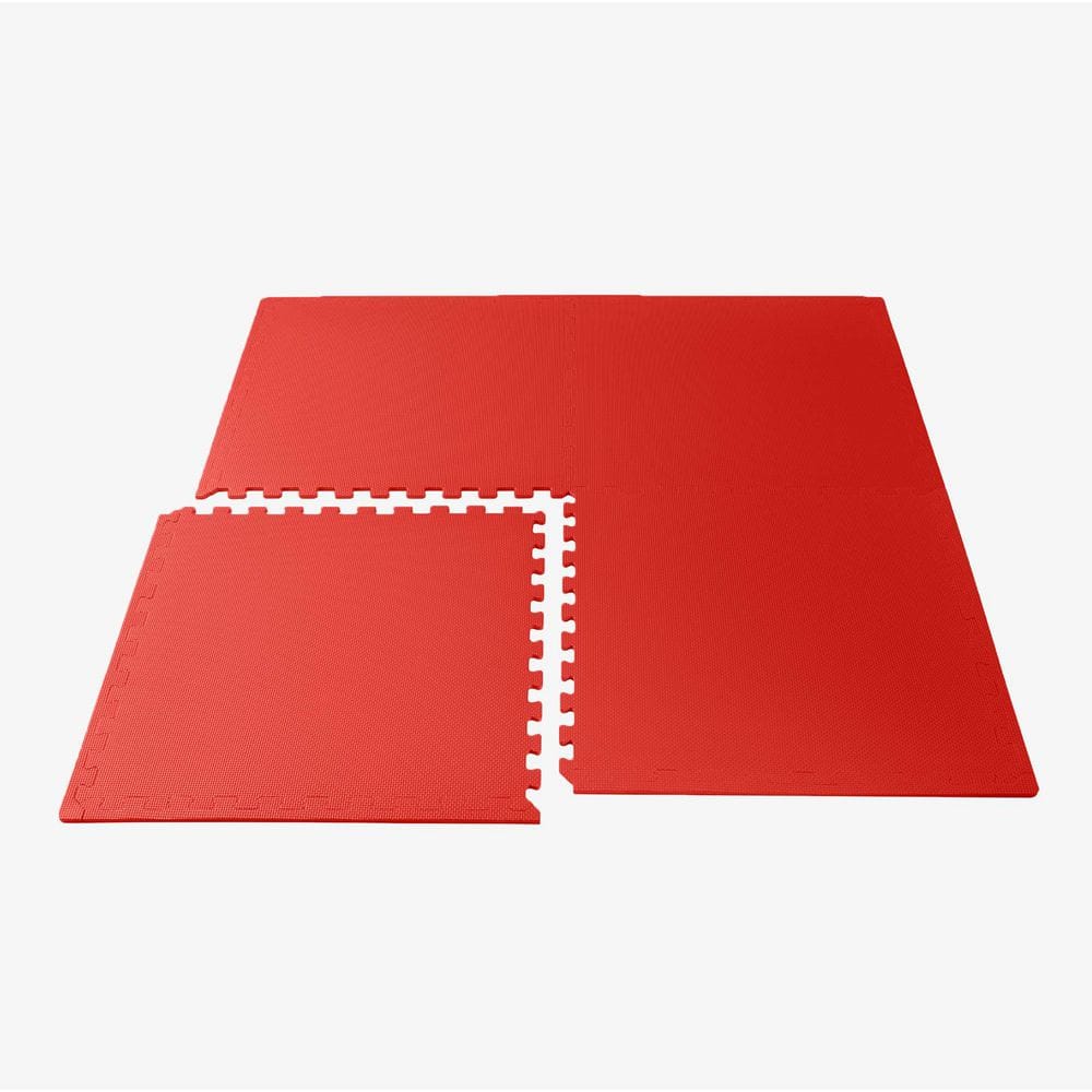 Red 24 in. W x 24 in. L x 3/8 in. T Interlocking Foam Gym Flooring Mat (6 Tiles/Pack) (24 sq. ft. ) - Hercitys