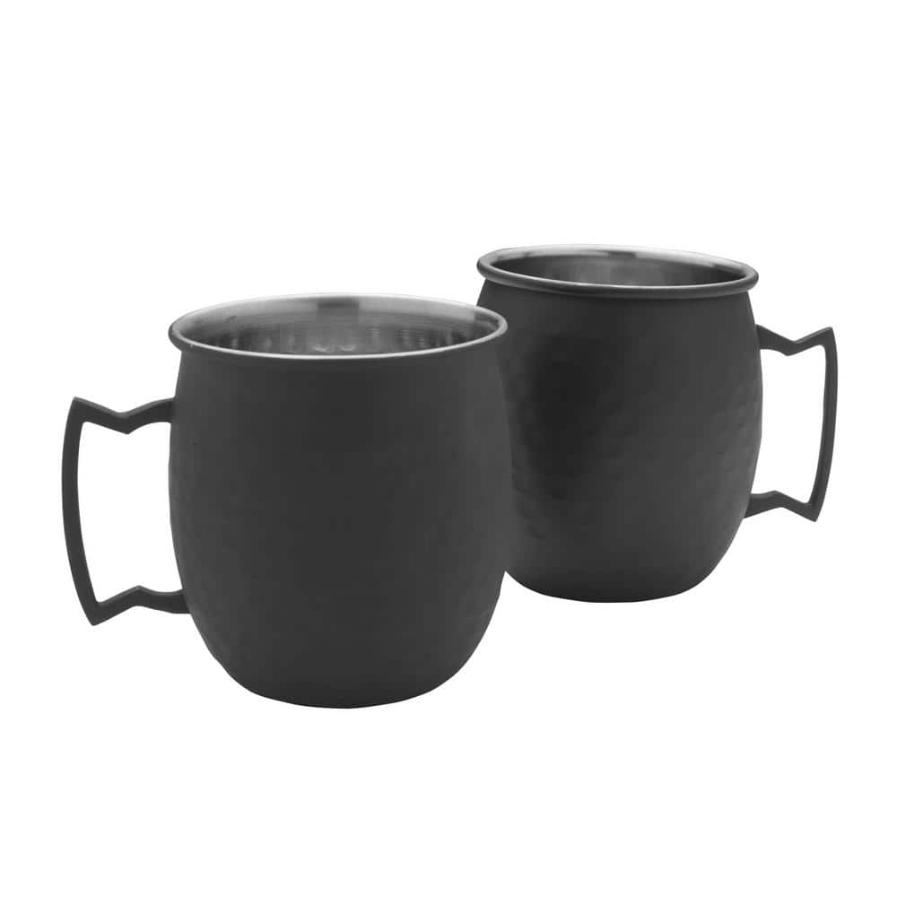 Noir 18-oz Hammered Mule Mug, Set of 2, Black - Hercitys
