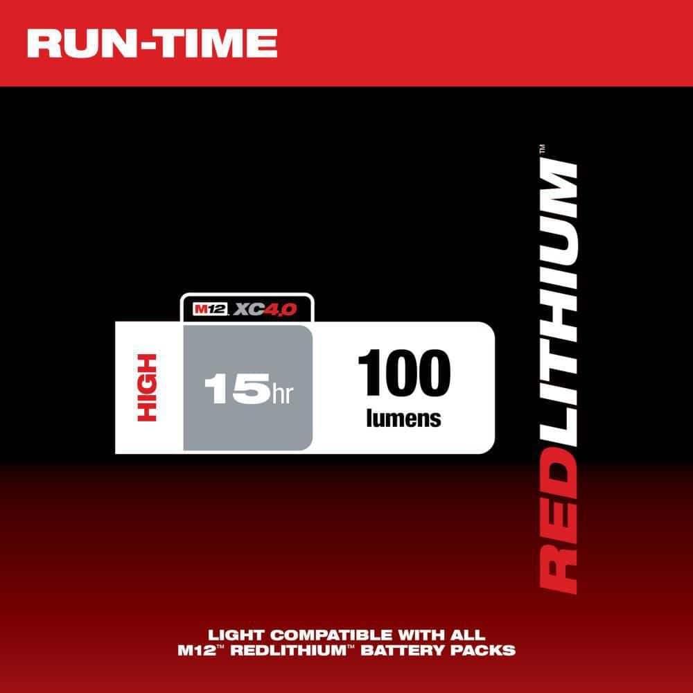 M12 12-Volt Lithium-Ion Cordless 100 Lumens LED Work Flashlight (Tool-Only) - Hercitys