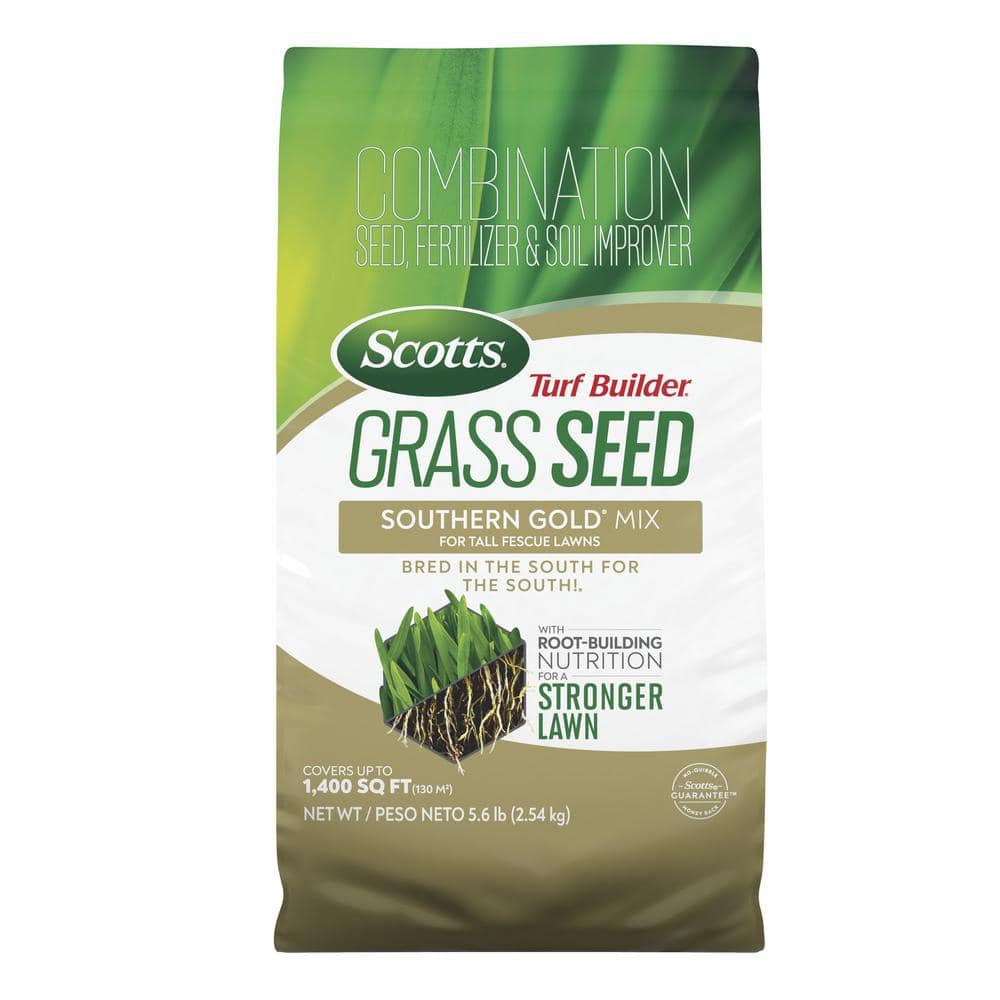 Turf Builder 5.6 lbs. Grass Seed Southern Gold Mix for Tall Fescue Lawns with Fertilizer and Soil Improver - Hercitys
