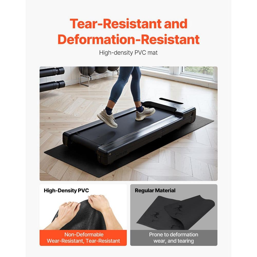 9.2 sq ft Treadmill Mat,in Black 23.62 in. x 51.18 in., High Density PVC, Waterproof, Non-slip, Floor Protector for Home - Hercitys