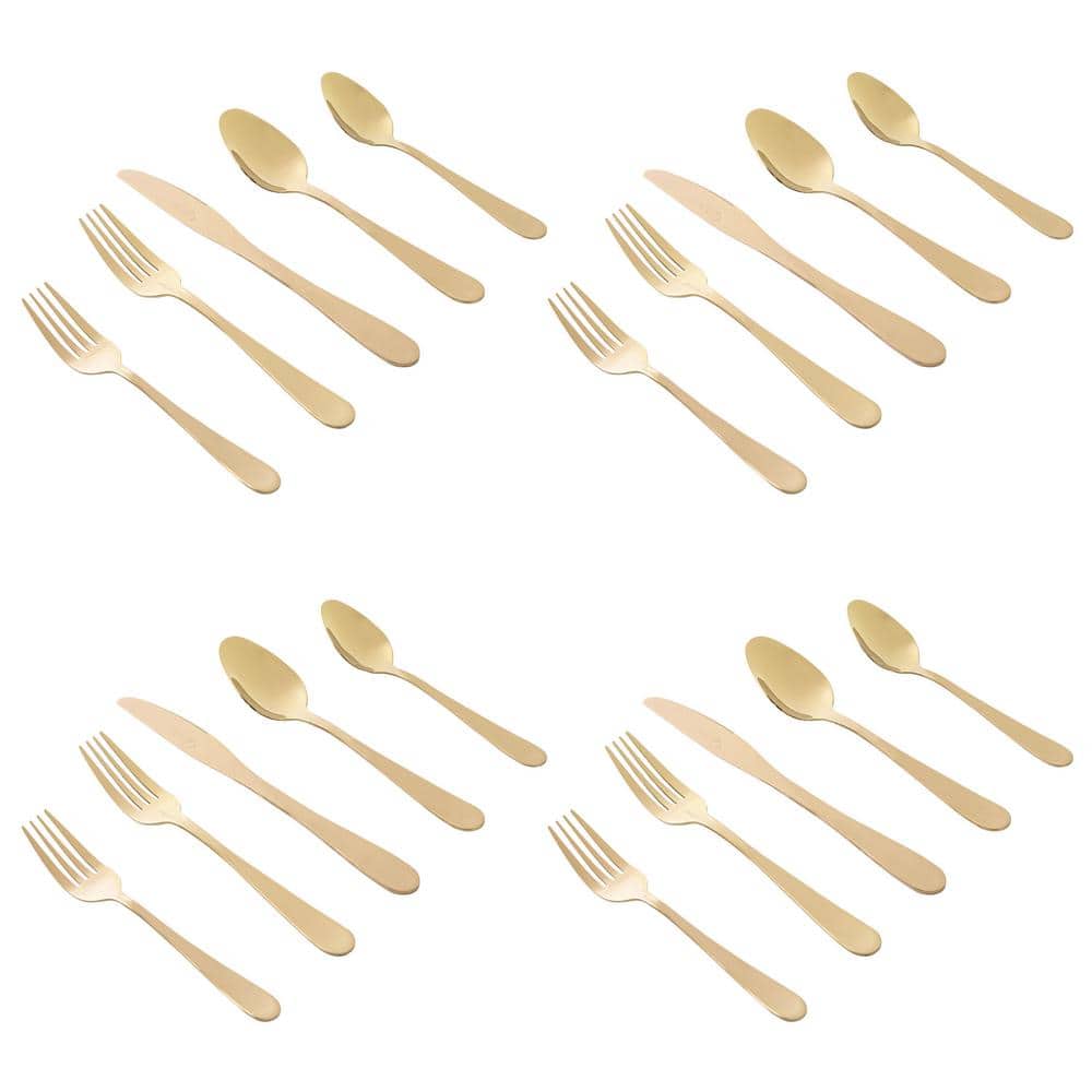 Stravida 20 Piece Flatware set in Gold Stainless Steel - Hercitys