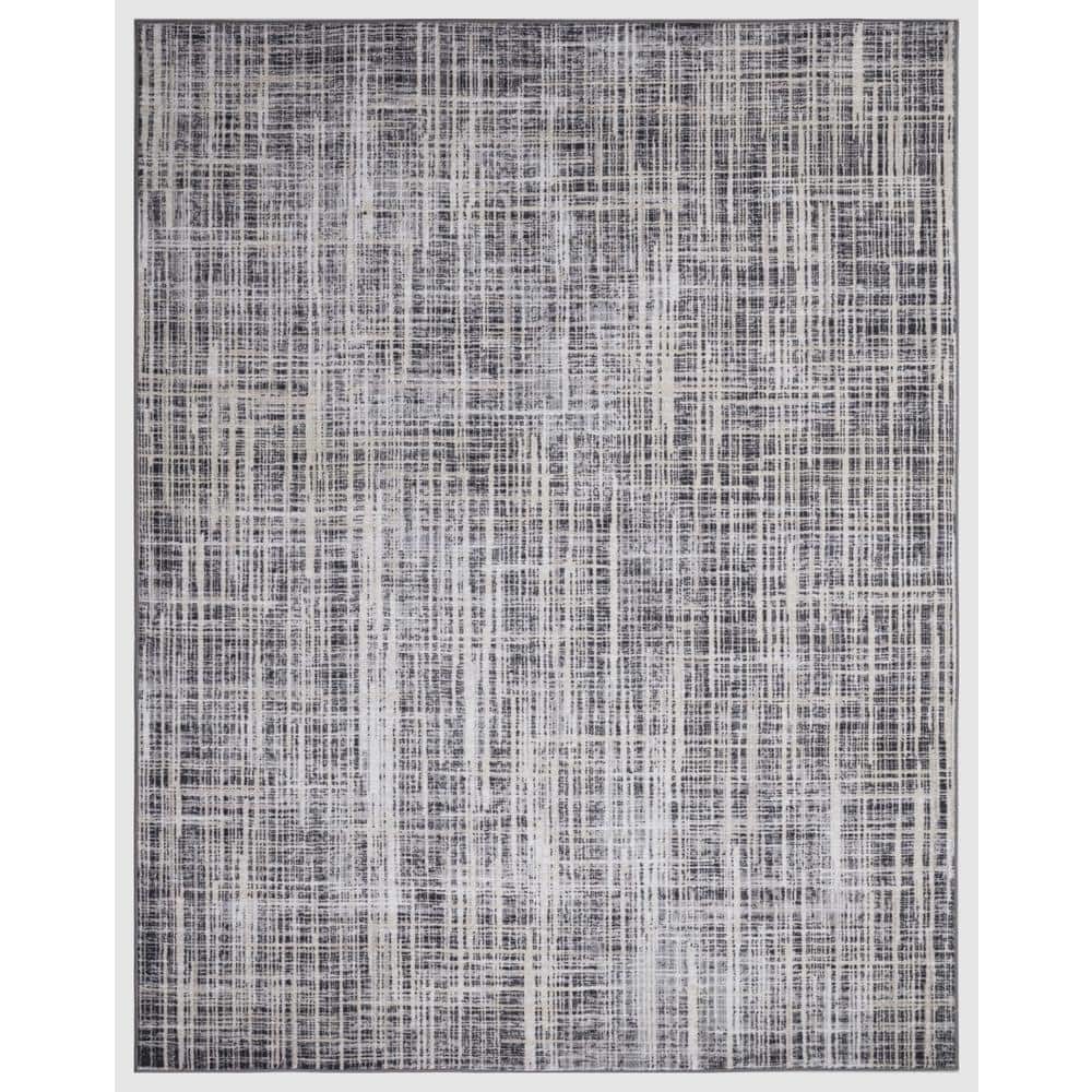 Eden Collection Modern Marvel Ivory 5 ft. x 7 ft. Machine Washable Abstract Indoor Area Rug - Hercitys