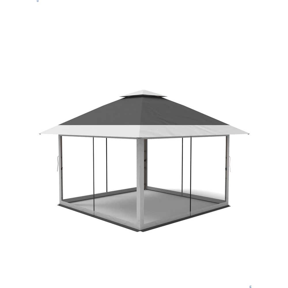 Pop Up Gazebo 12 ft. x 12 ft. Outdoor Canopy Shelter with Mosquito Netting 4-Stanbags Instant Gazebo Tent for Lawn - Hercitys