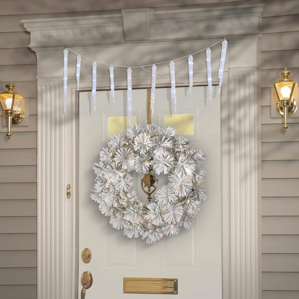 Christmas Crystal Icicles with Cool White LED Lights - Hercitys