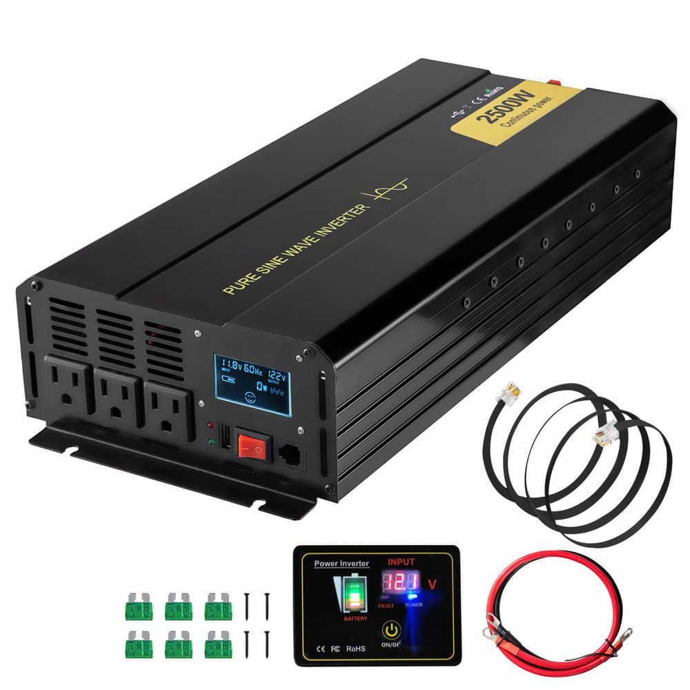 Pure Sine Wave Inverter 2500 Watt Power Inverter DC 12-VOLT to AC 120-VOLT Car Inverter with USB Port - Hercitys