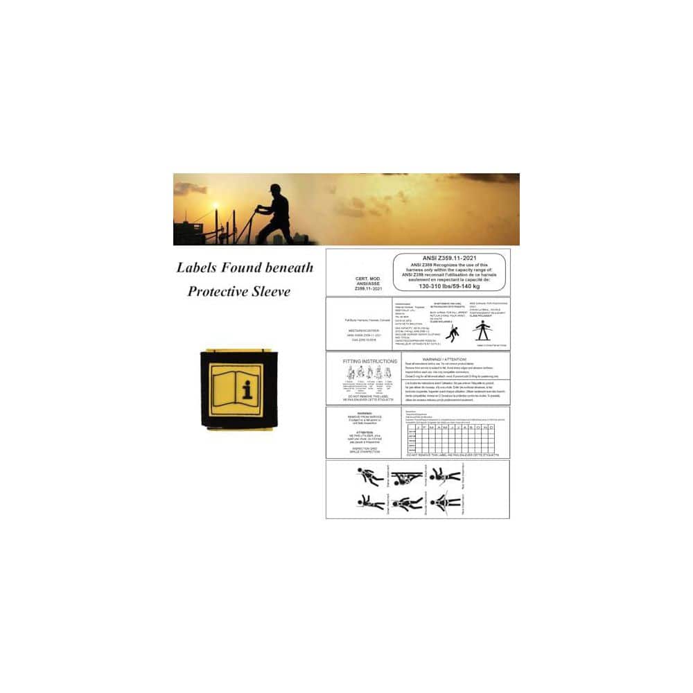 Industrial Fall Protection Safety Harness 3D-Rings Waist and Leg Tongue Buckles Shoulder Pad Support ANSI Compliant - Hercitys