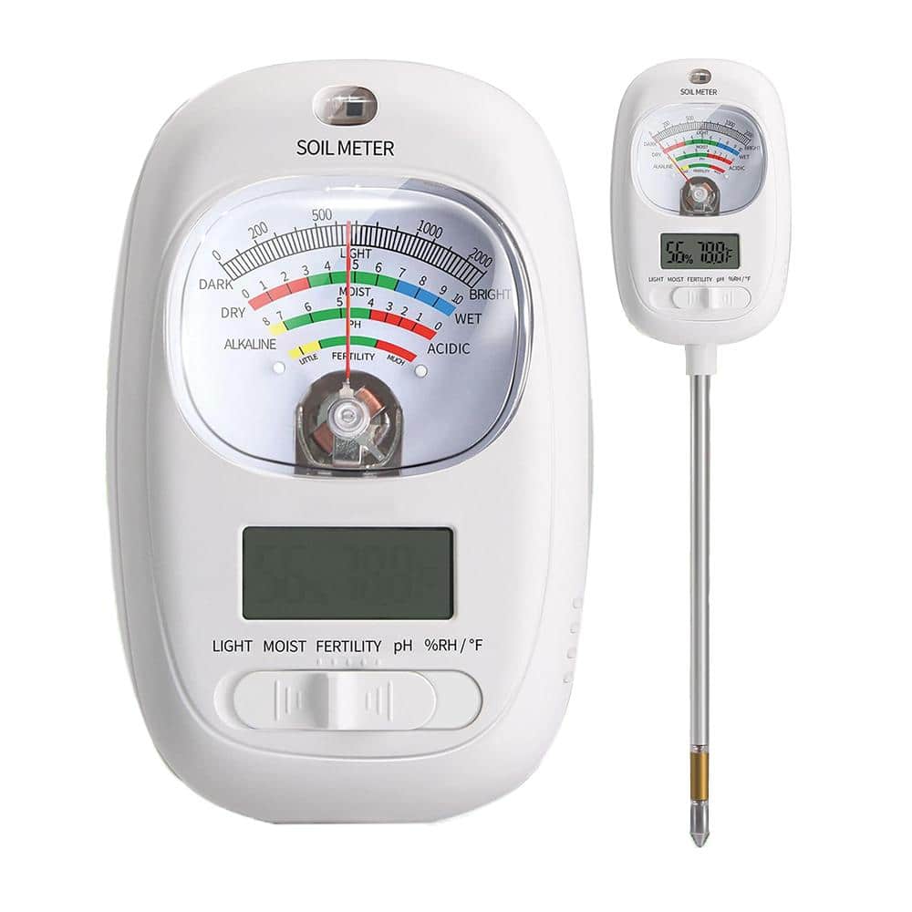 7-in-1 Soil Test Kit with LCD Display, Moisture, Fertility, Light, Soil & Air Temperature Hygrometer for Garden, White - Hercitys