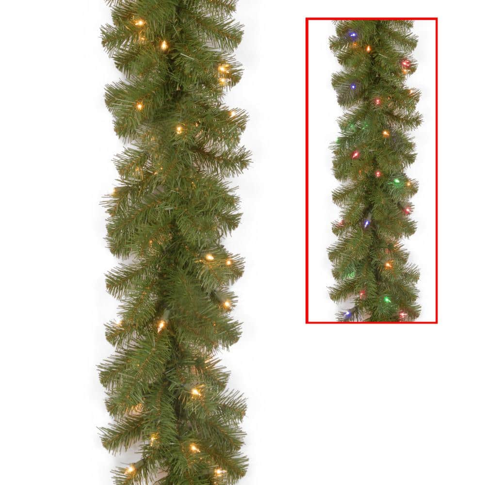 9 ft. North Valley(R) Spruce Garland with Battery Operated Dual Color LED Lights - Hercitys