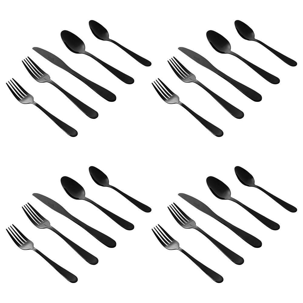 Stravidia 20-Piece Flatware Set in Black Stainless Steel - Hercitys