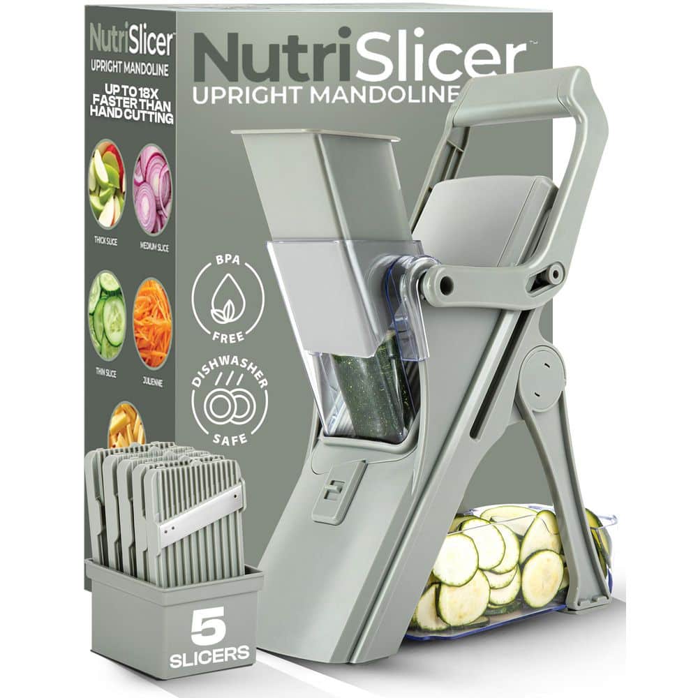Nutri Slicer Mandoline 5-in-1 Multi-Functional Portable Countertop Kitchen Mandoline in Sage - Hercitys