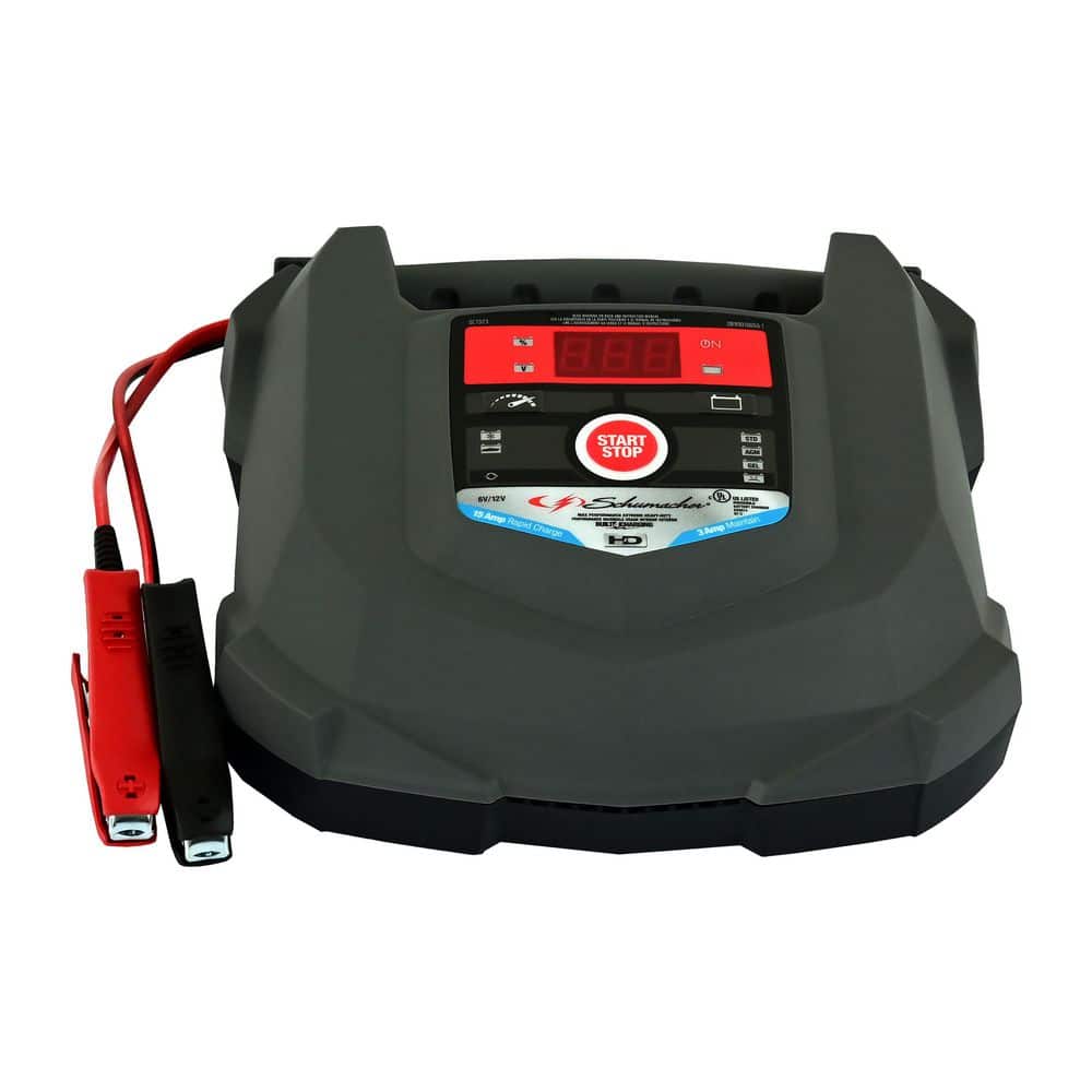 Automotive 6 Volt and 12 Volt 15 Amp Fully Automatic Battery Charger and Maintainer with Battery Tester - Hercitys