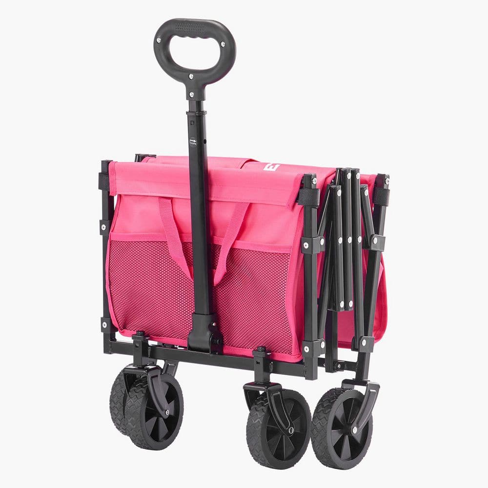 Collapsible Wagon Carts, 120L/225LBS. Folding Wagons with All-Terrain Wheels, 1.96 cu. ft., Steel, Garden Cart - Hercitys