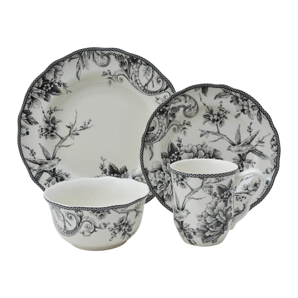 Adelaide 16-Piece Black Porcelain Dinnerware Set - Hercitys