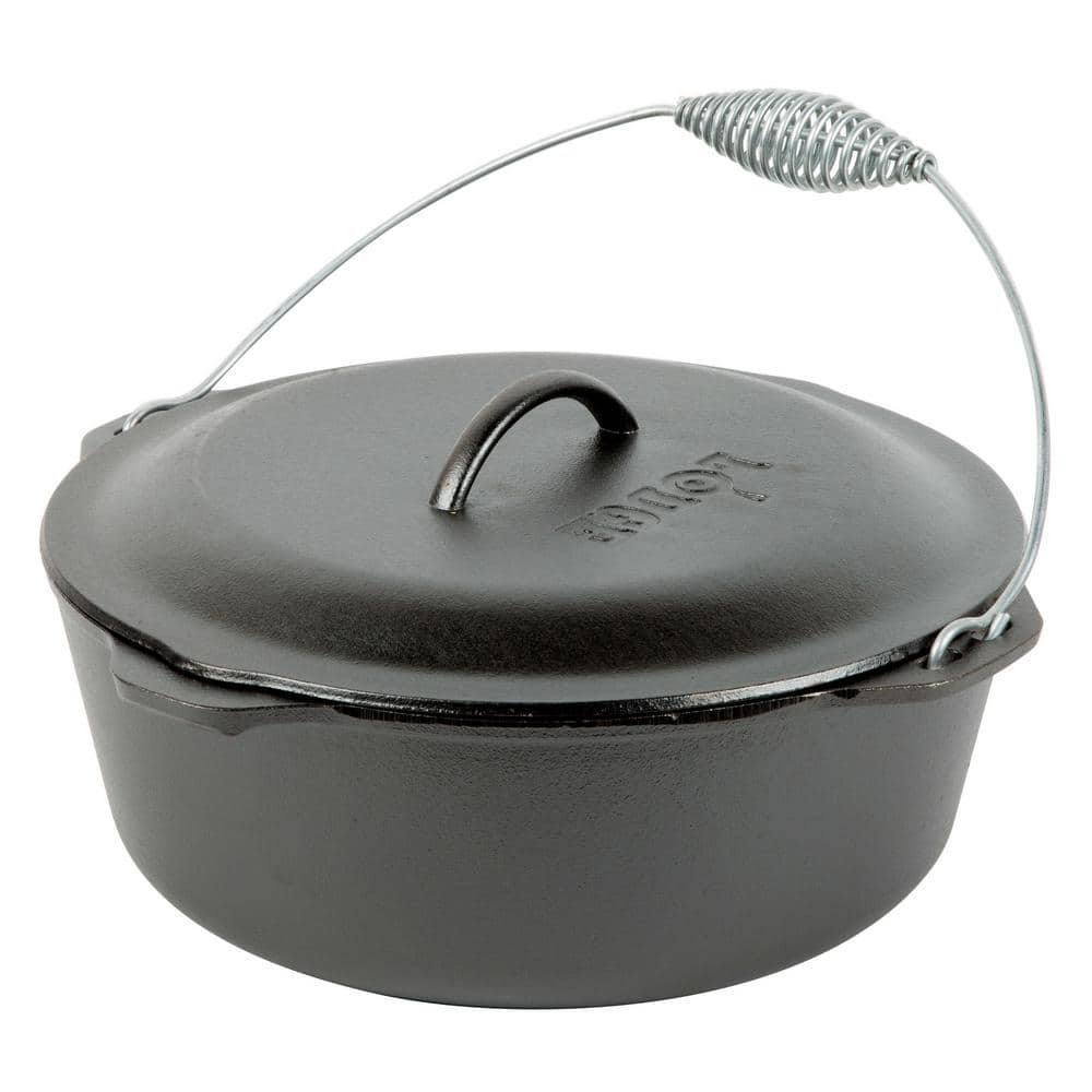 7 Qt. Cast Iron Dutch Oven with Lid and Spiral Bail Handle - Hercitys