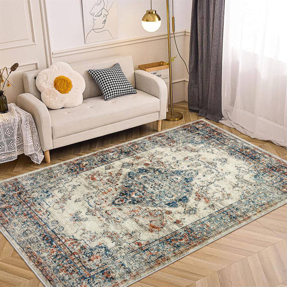 Area Rug 5×7 Vintage Bohemia Large Persian Non-slip Washable Rug - Hercitys
