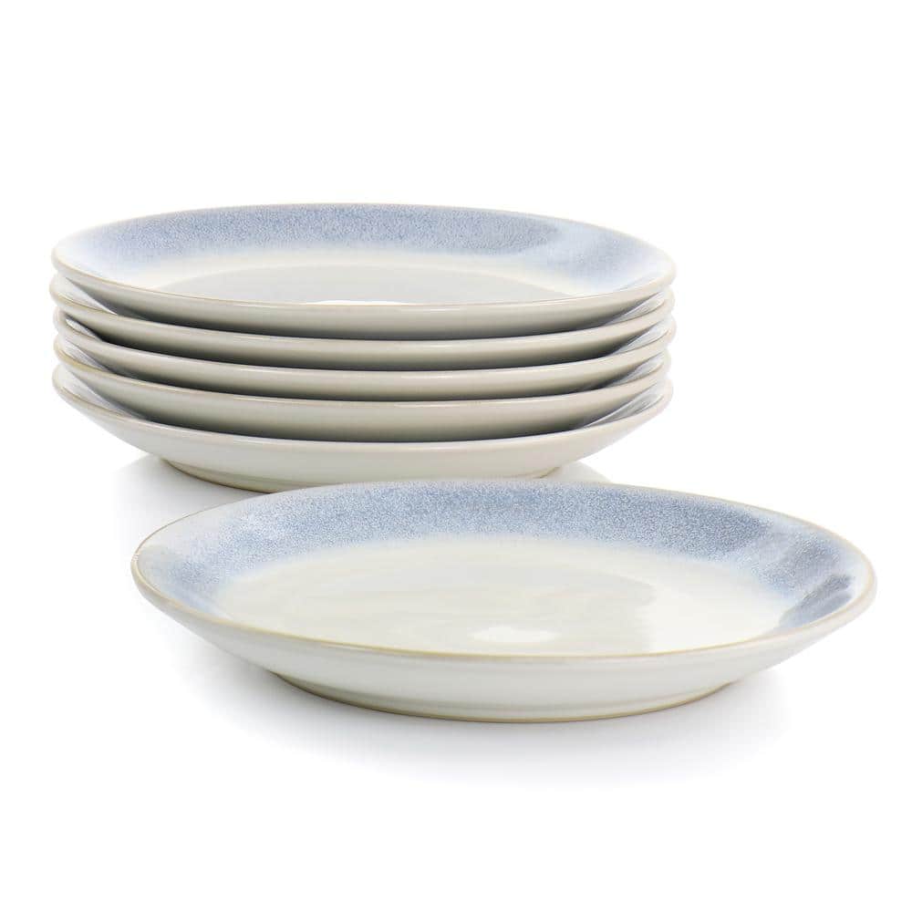 Martha Stewart Blue Rim 8.25 Inch 6 Piece Stoneware Salad Plate Set in Blue - Hercitys