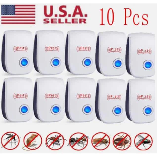 Ultrasonic Pest Reject Home Control Electronic Repellent Mice Rat Repeller in White Finish, 10-Pack - Hercitys