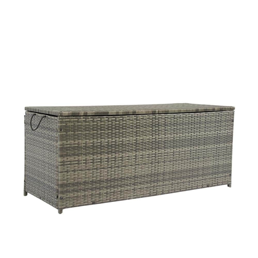 Outdoor Storage Box, 113 Gallon Wicker Patio Deck Boxes with Lid, Outdoor Cushion Storage for Kids Toys, Pillows, Towel - Hercitys