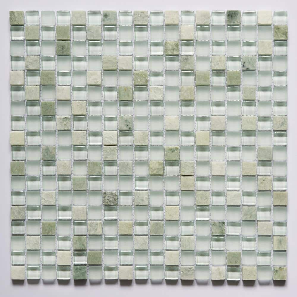 Classic Design Irish Cream 12 in. x 12 in. Square Glass and and Stone Mosaic Wall Backsplash Tile (1 sq. ft./Each) - Hercitys