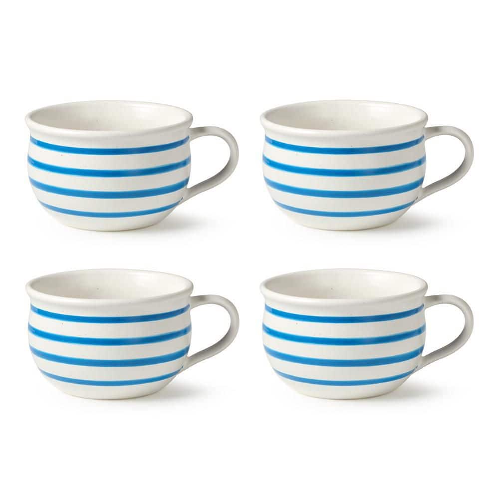 Dockside 5 in. 22 fl. oz. Blue Stoneware Serving Bowl (Set of 4) - Hercitys