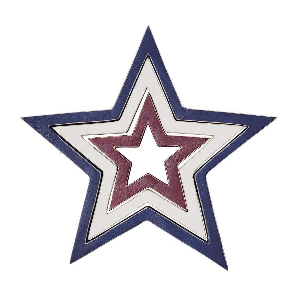 Red White and Blue 4th of July Wooden Nested Stars (3-Pieces) - Hercitys