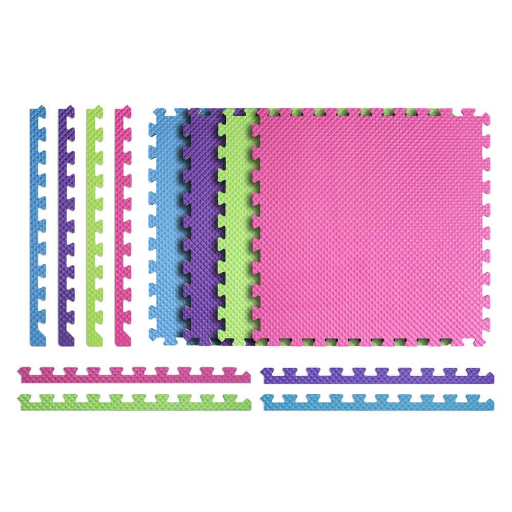 Primary Pastel 24 in. W x 24 in. L x 0.5 in. Thick Foam Exercise\Gym Flooring Tiles (4 Tiles\Case) (16 s. ft.) - Hercitys