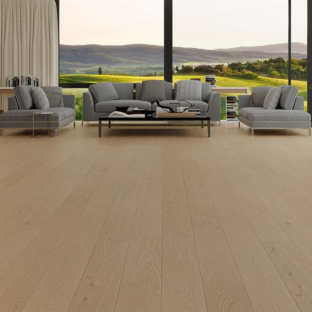 Grand Buckland 1/2 in. T x 7.5 in. W Tongue and Groove Wire Brushed Engineered Hardwood Flooring (31.09 sq.ft./case) - Hercitys