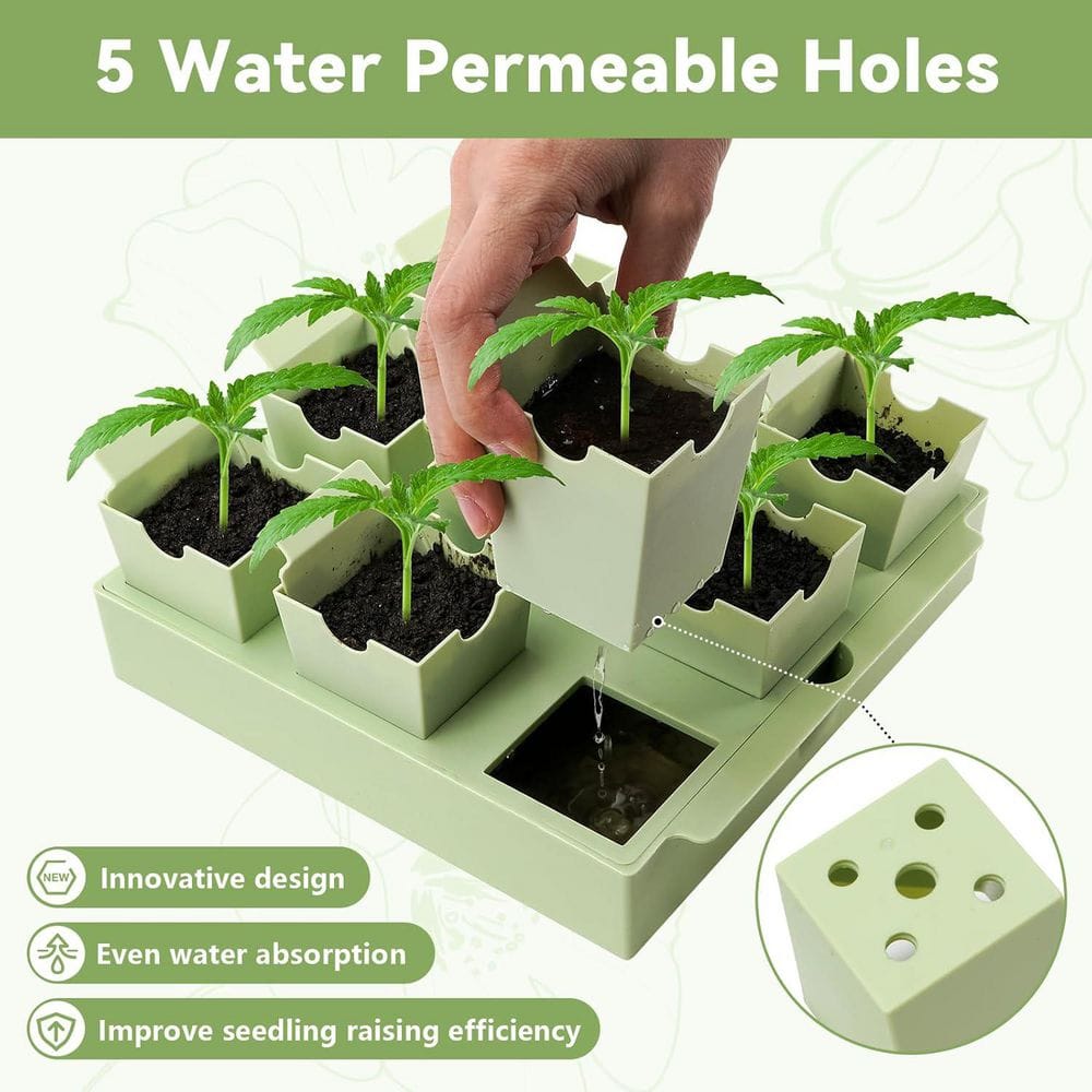 Seed Starter Tray Dual-Purpose Handles Extra-Thick Reusable Germination Kit Indoor Outdoor Greenhouse - Hercitys