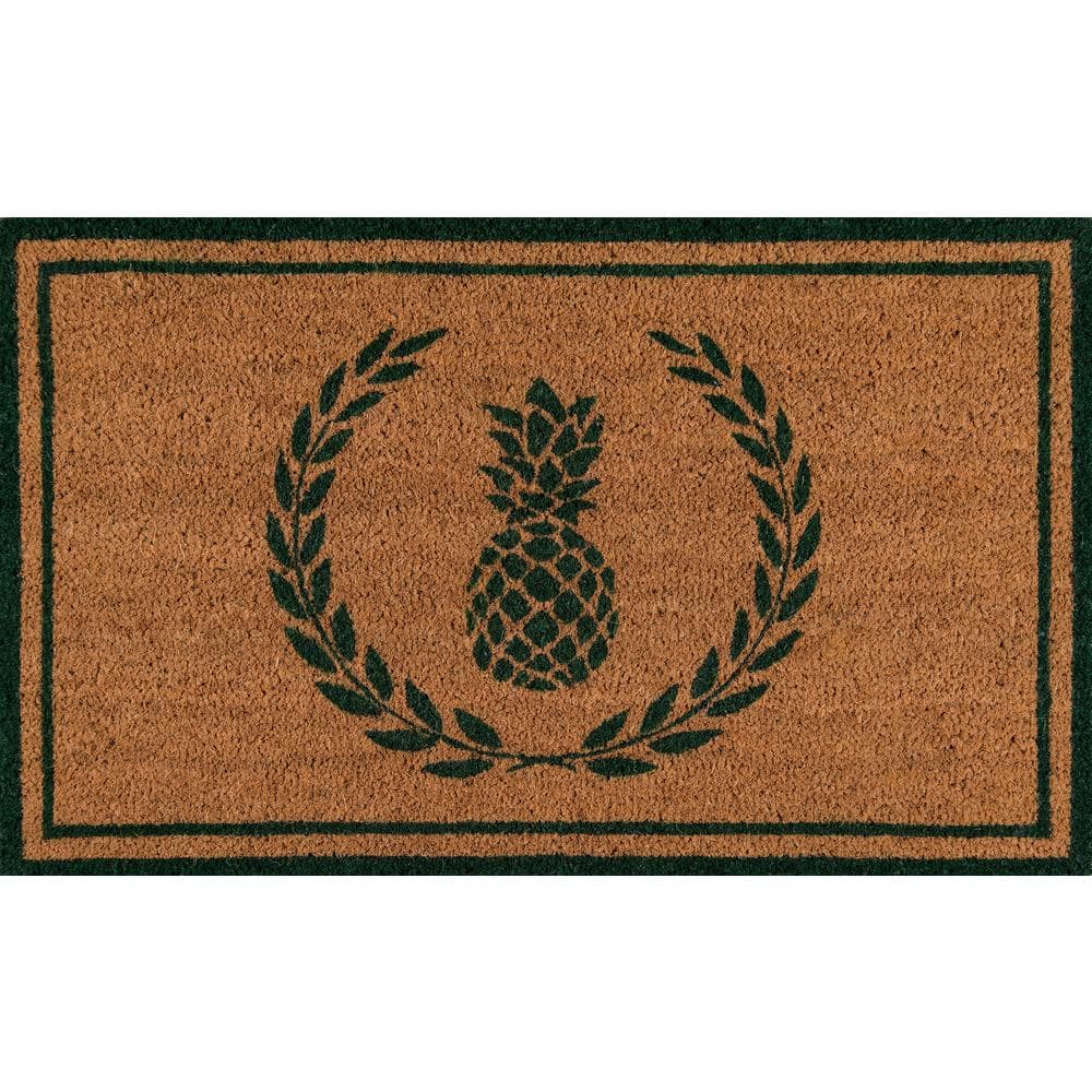 Park Pineapple Green and Natural 1 ft. 6 in. x 2 ft. 6 in. Indoor/Outdoor Doormat - Hercitys