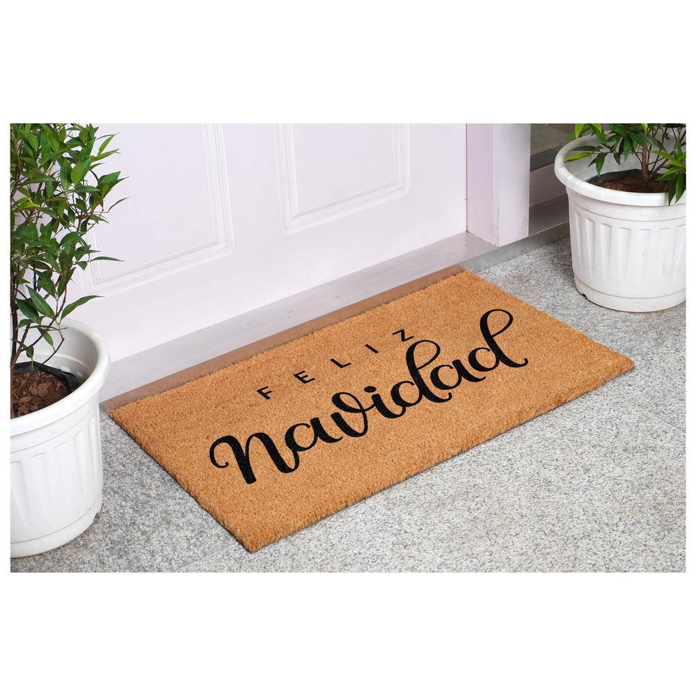 Classic Feliz NavidadMulti-Colored 17 in. x 29 in. Indoor or Outdoor Doormat - Hercitys