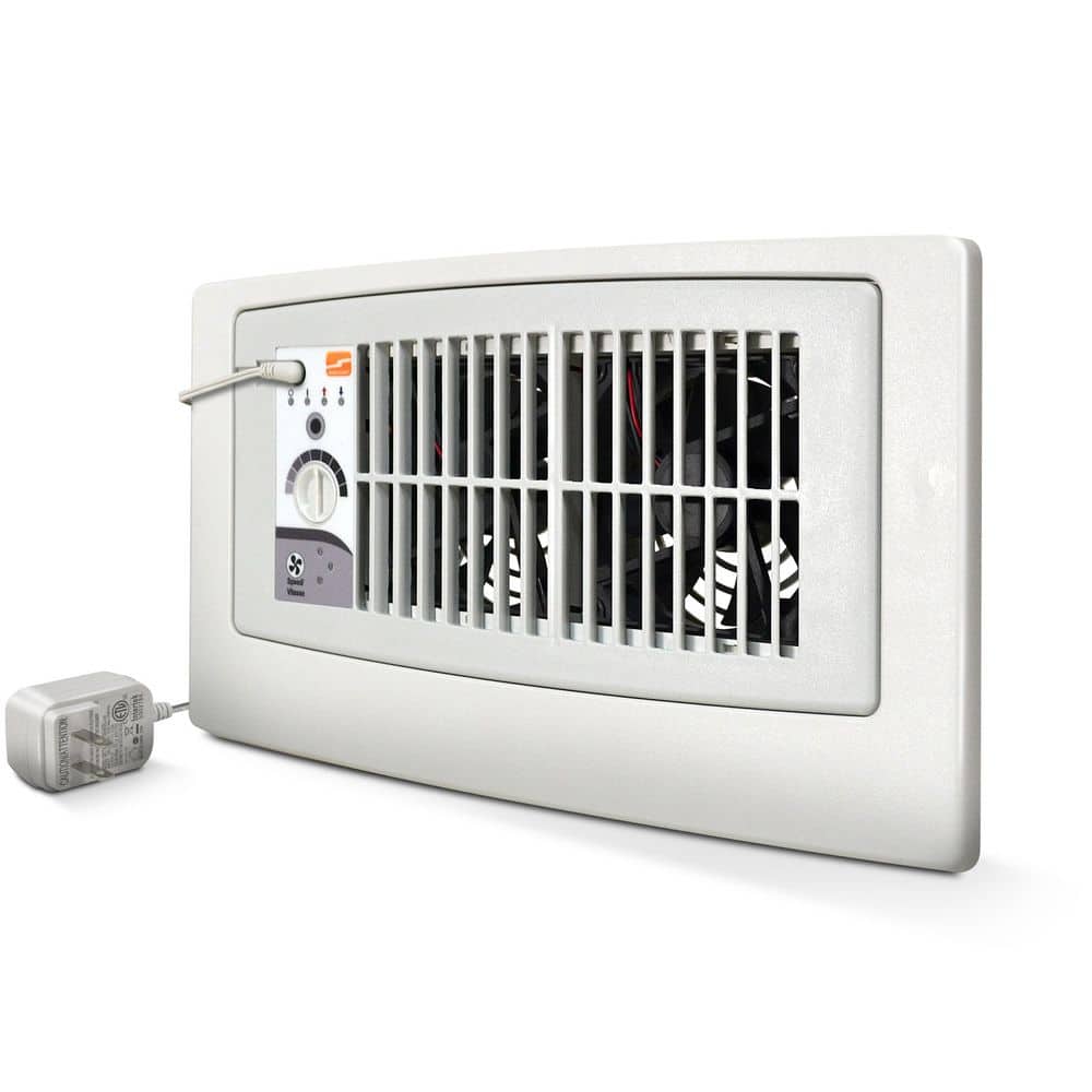 Flush Fit Smart Register Booster Fan in White with Adaptor Plate Included - Hercitys