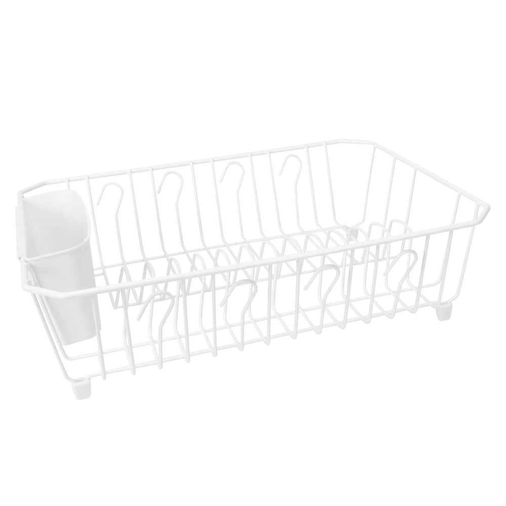 White Dish Rack with Cutlery Basket - Hercitys