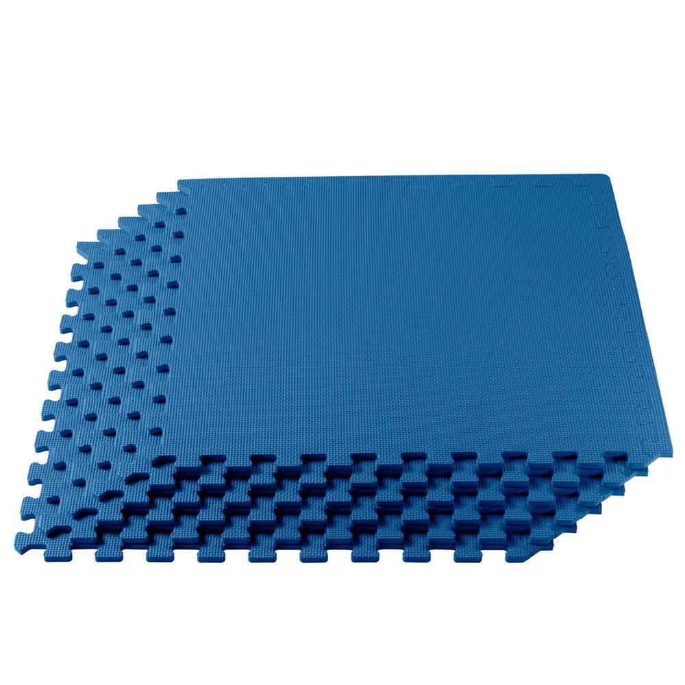 Blue 24 in. W x 24 in. L x 3/8 in. T Interlocking Foam Gym Flooring Mat (6 Tiles/Pack) (24 sq. ft. ) - Hercitys