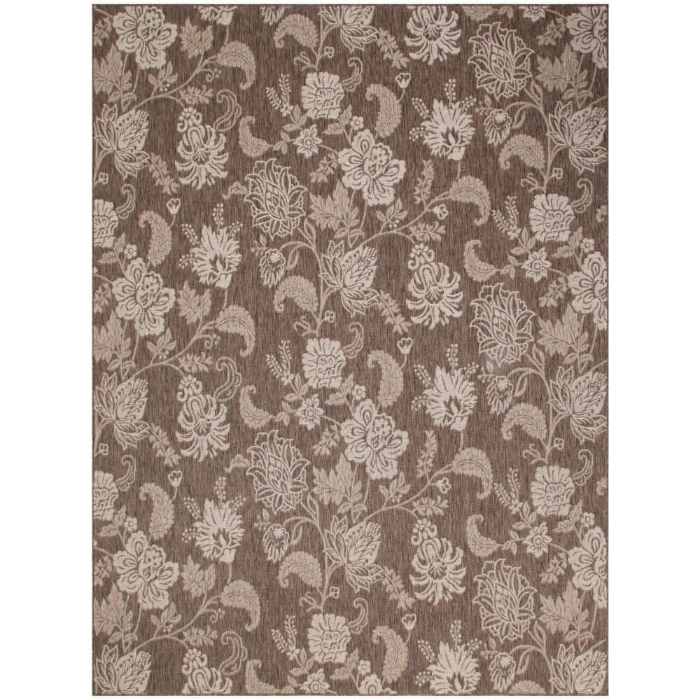 Garden Oasis Mocha 9 ft. x 12 ft. Nature-inspired Contemporary Area Rug - Hercitys