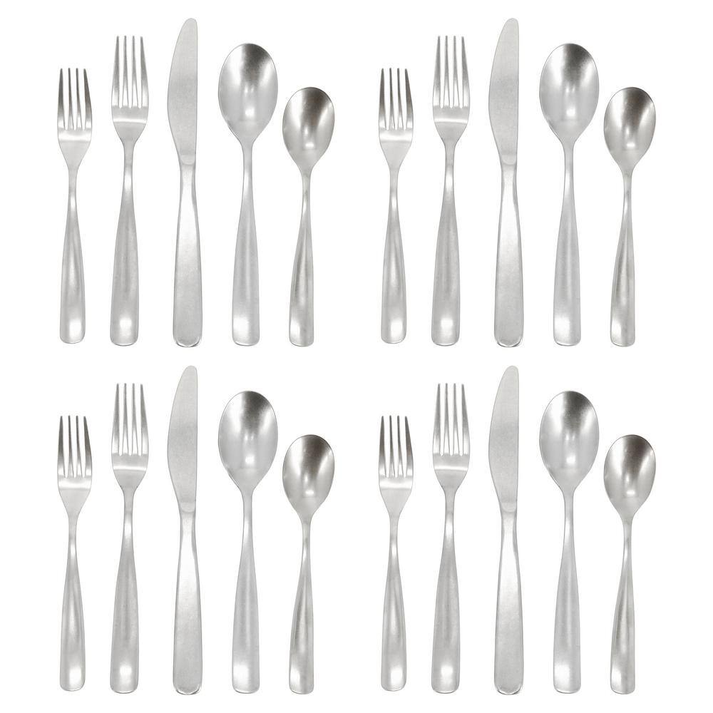 Hulton 20-Piece Stainless Steel Flatware Set in Silver - Hercitys