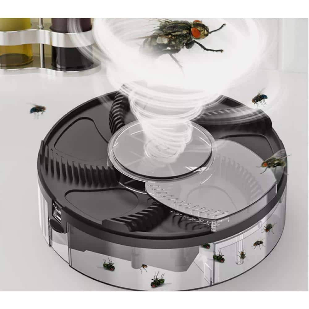 Indoor/Outdoor Fly Trap Automatic Pest Catcher Home Kitchen Fly Killer Flytrap Quiet Insect Pest Catcher in Black/White - Hercitys