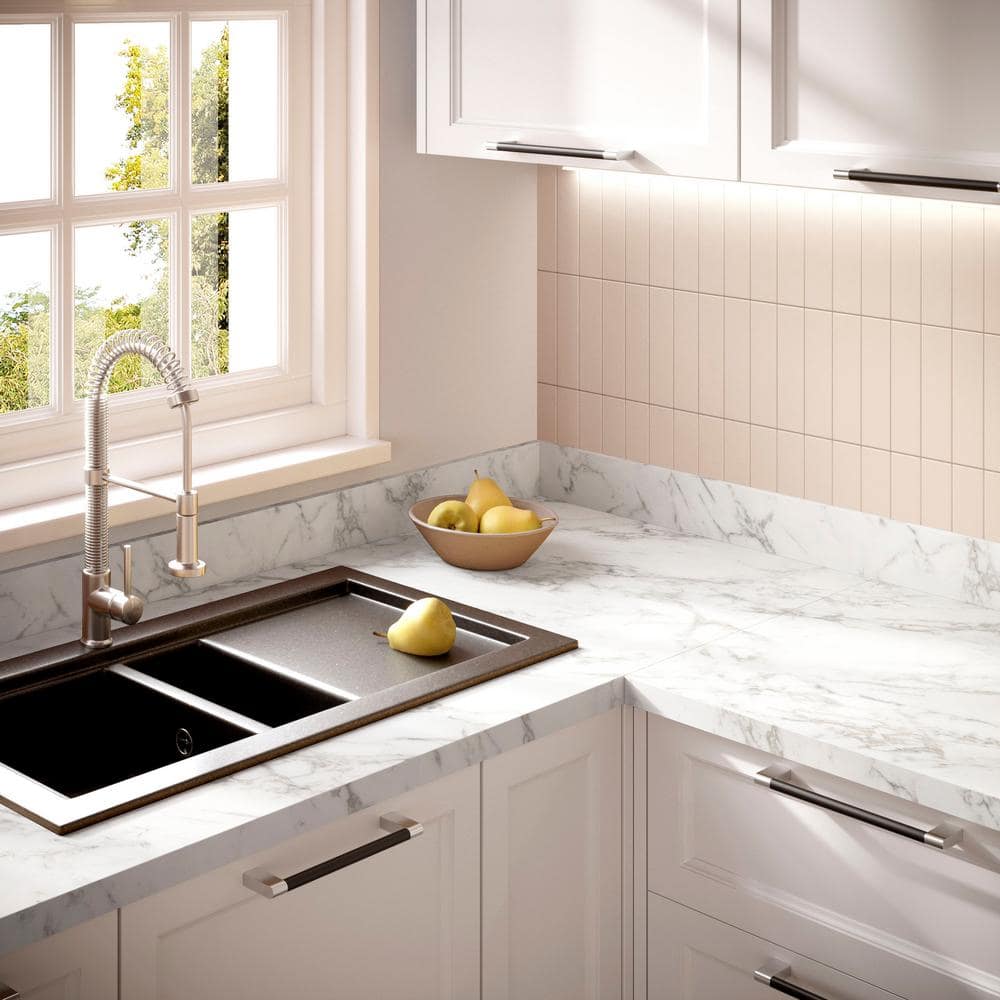 6 ft. L x 1-1/8 in . T Configurable Laminate Countertop in Matte Marmo Eracle with Square Edge - Hercitys