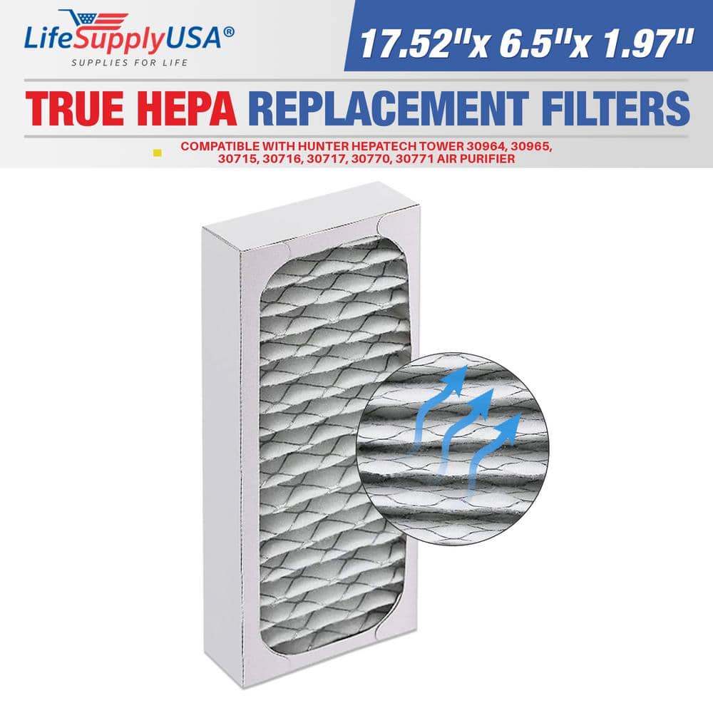 True HEPA Air Filter Replacement Compatible with Hunter HEPA tech Tower 30964, 30965, 30715, 30716, 30717, 30770, 30771 - Hercitys