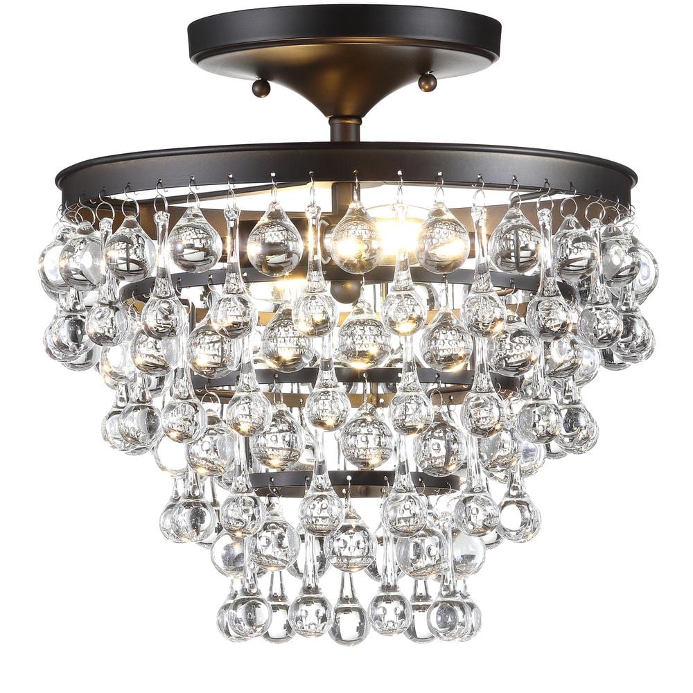 Toronto 13 in. Metal/Crystal LED Oil Rubbed Bronze Flush Mount - Hercitys