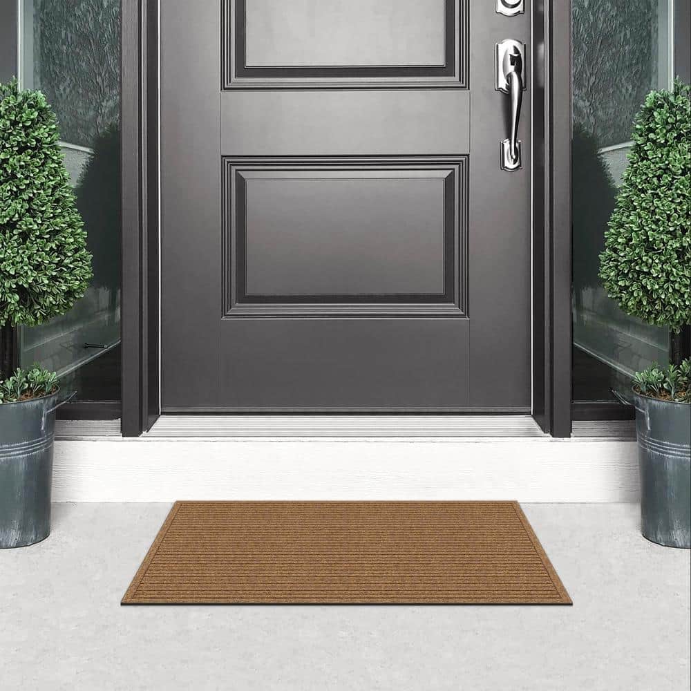 Ribbed Natural 18 in. x 30 in. Non-Slip Outdoor Door Mat - Hercitys