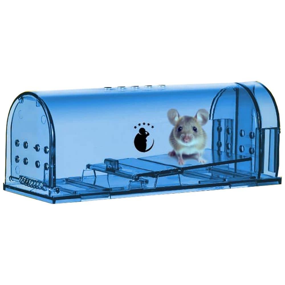 Indoor Mouse Humane Mouse Traps, No Kill Live Catch and Release w/Cleaning Brush, Instruction Manual, Blue (4-Pack) - Hercitys