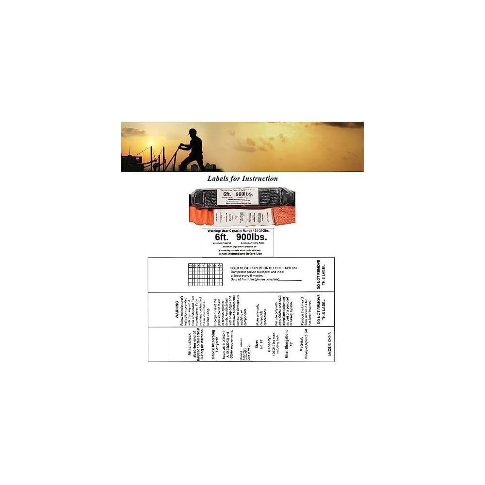 Industrial Fall Protection Safety Harness with 6-Foot Shock Absorber Lanyard ANSI Compliant Personal Fall Arrest System - Hercitys