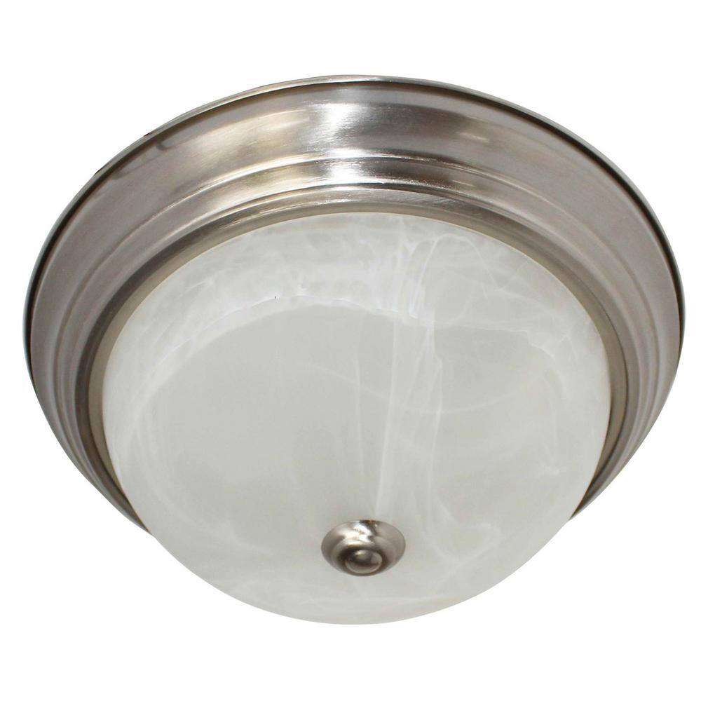 Jen 15 in. 80-Watt Brushed Nickel Integrated LED Flush Mount with Frosted Glass Silver Shade - Hercitys