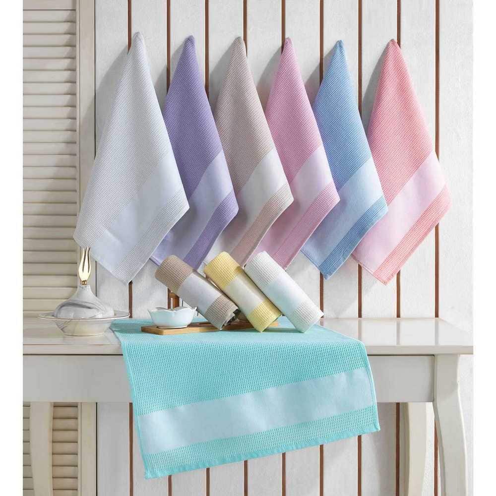 KAFTHAN Textile Multicolor Jacquard Solid Cotton Kitchen Towel Set (Set of 10) - Hercitys