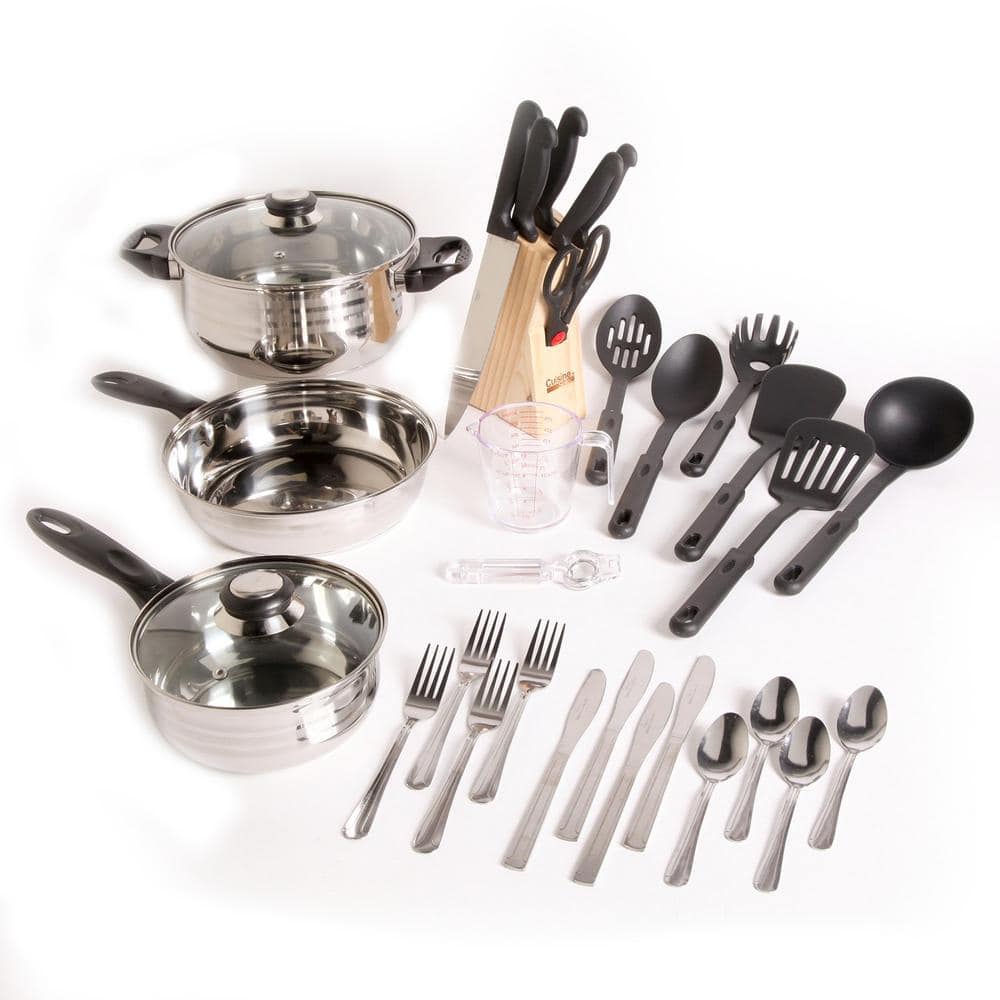 Total Kitchen Lybra 32-Piece Stainless Steel Cookware Set - Hercitys