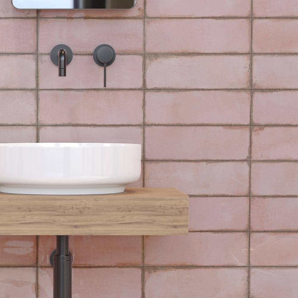 Santa Fe Rose 3.93 in. x 11.96 in. Polished Ceramic Wall Tile (10.76 sq. ft./Case) - Hercitys