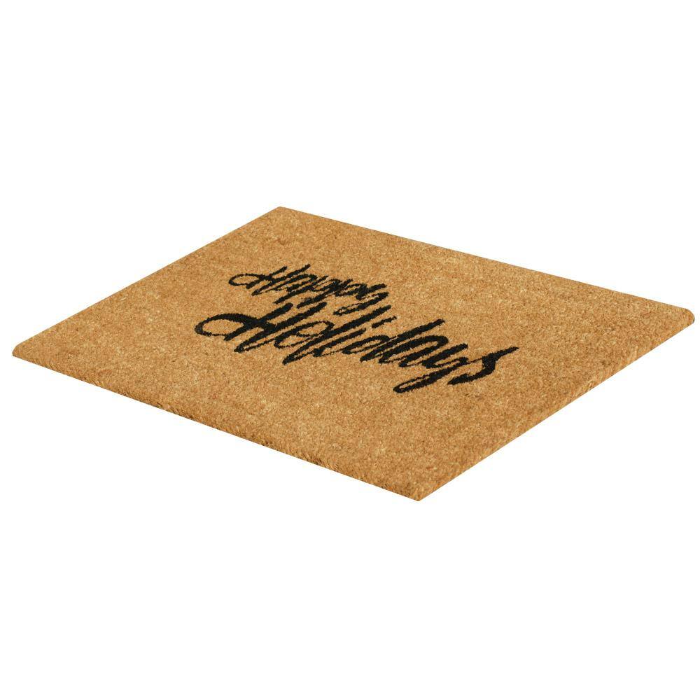 Merry Christmas “Happy Holiday to All A Christmas” 18 in. x 30 in. Coir Door Mat - Hercitys