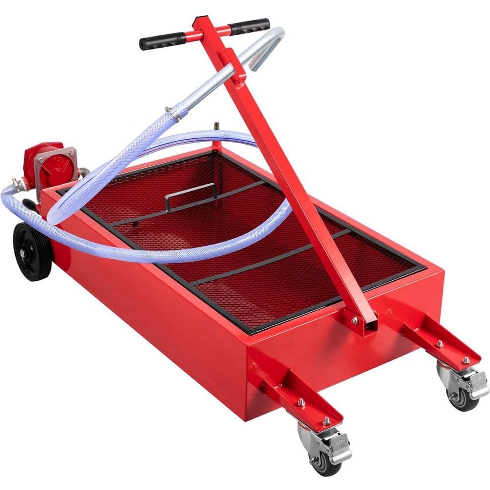 Oil Drain Tank, 76 L Low Profile Oil Drain Pan, Foldable Hand, with Swivel Casters Wheels - Hercitys