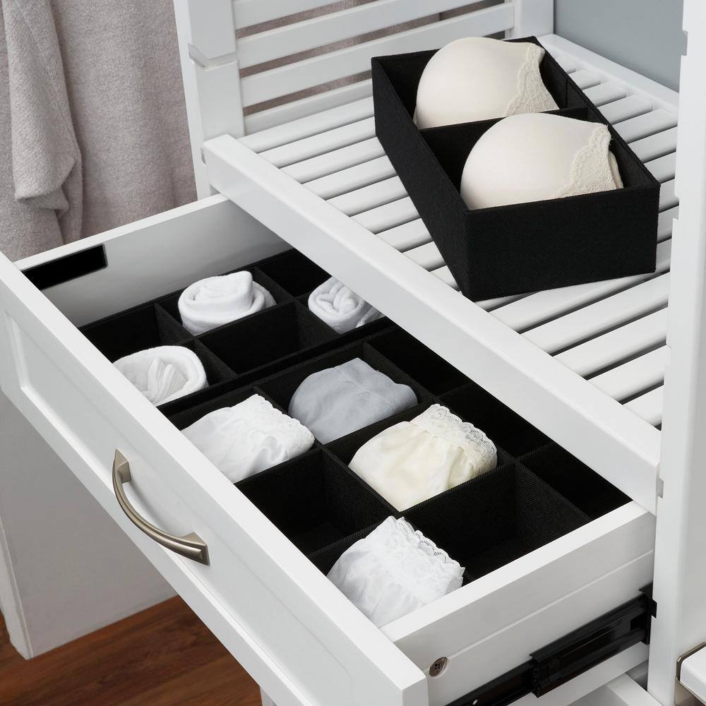 Drawer Organizers Starter Set, Customizable Inserts, Large Tray and 2-Small Trays in Black - Hercitys